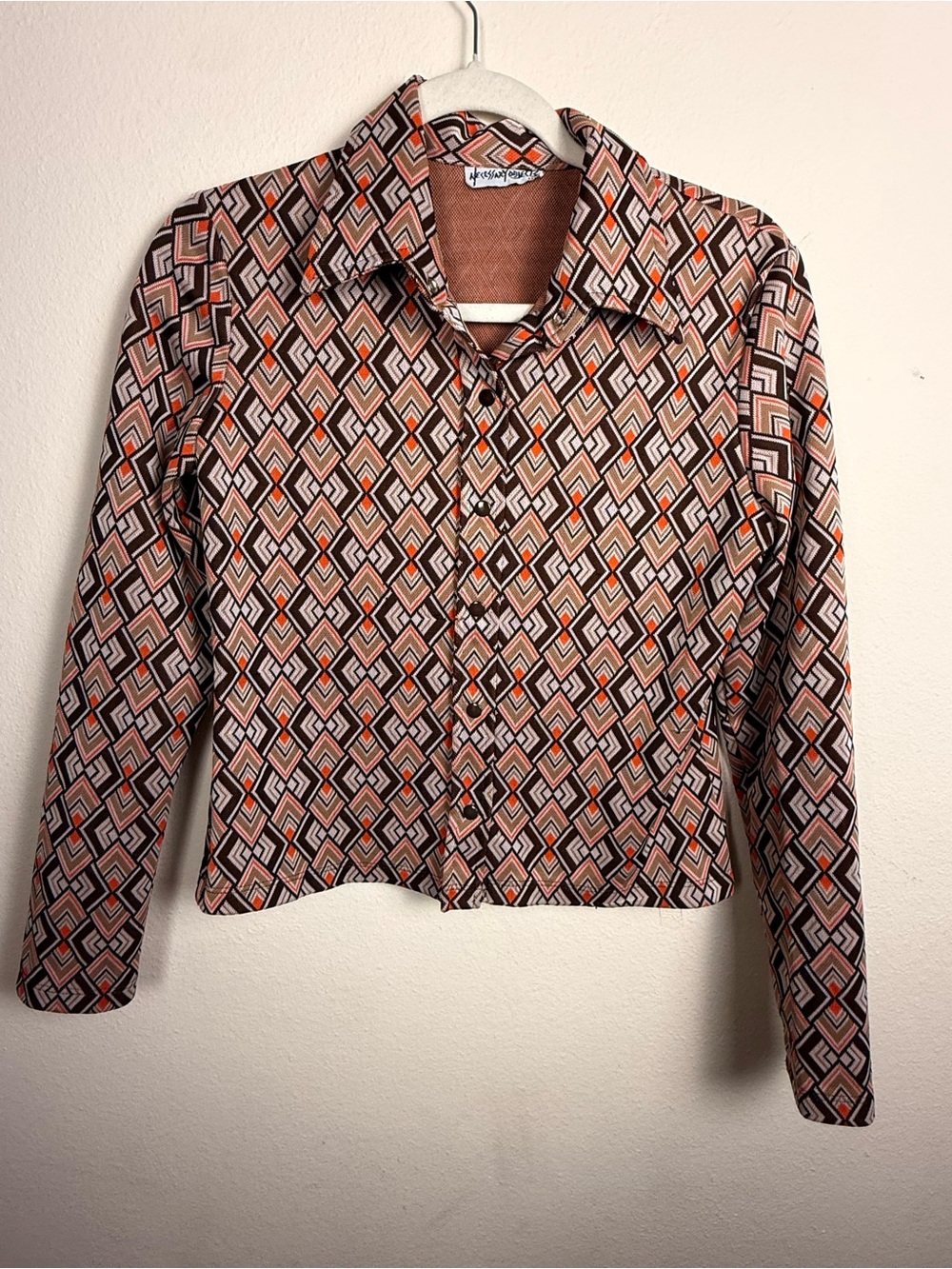 Necessary Objects Geometric Print Button-Down Shirt Groovy Disco 70s